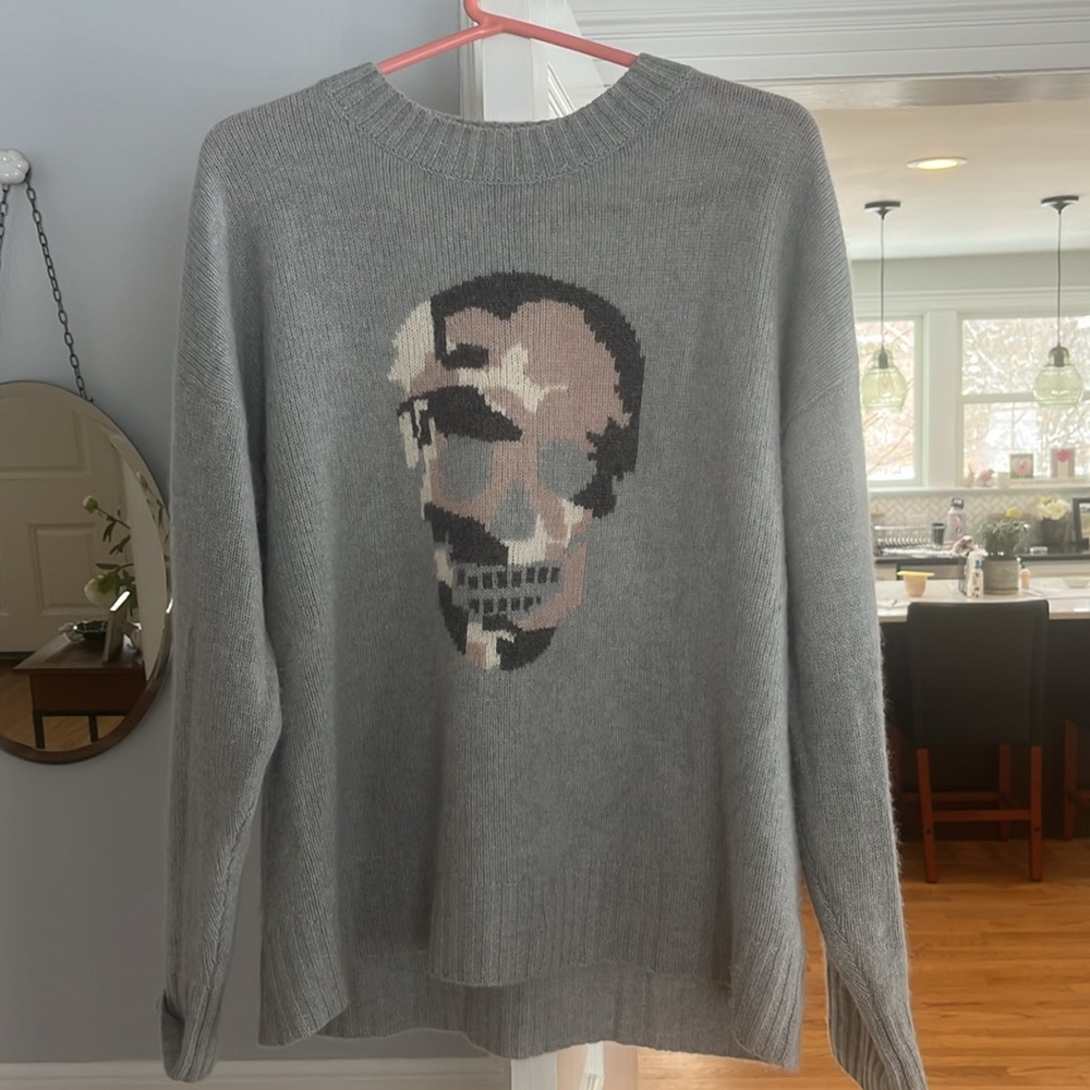 Skull Cashmere Pink Camo Skull Sweater